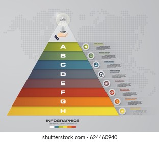 8 steps pyramid with free space for text on each level. infographics, presentations or advertising. EPS10.