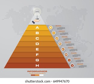8 steps pyramid with free space for text on each level. infographics, presentations or advertising. EPS10.