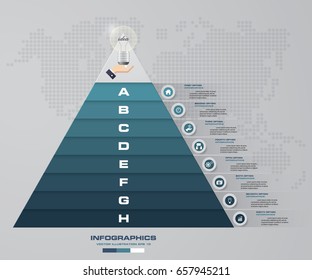 8 steps pyramid with free space for text on each level. infographics, presentations or advertising. EPS10.