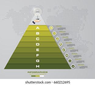 8 steps pyramid with free space for text on each level. infographics, presentations or advertising. EPS10.
