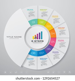 8 steps simple & editable process chart infographics element. EPS 10.