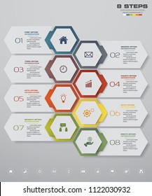 8 steps Timeline infographic element. vector banner can be used for workflow layout, diagram,presentation. EPS10.