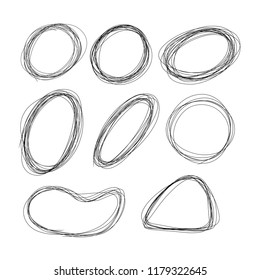 8 Styles of Free Hand Drawn Circle round Shape Frame Vector