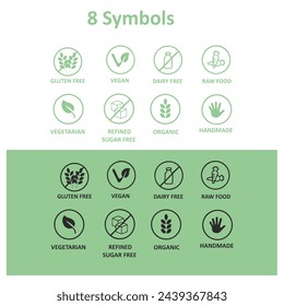 8 Symbols OR Icon Set Vector Isolated
