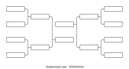 8 team tournament bracket championship template flat style design vector illustration isolated on white background. Championship bracket schedule for soccer, football, basketball, baseball or tennis.