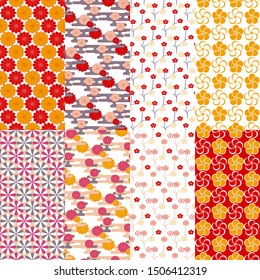 8 traditional Japanese seamless patterns