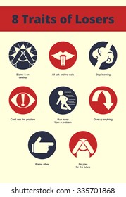 8 Traits of Losers's icon two-tone. vector illustration