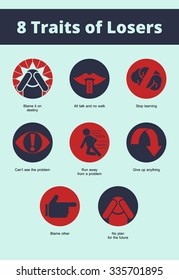 8 Traits of Losers's icon. vector illustration