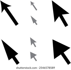 8 types of black and gray mouse cursors