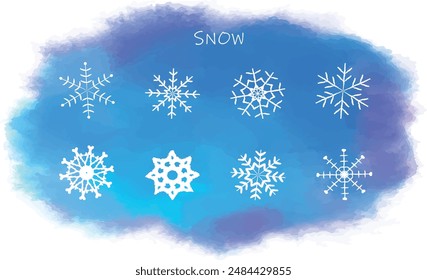 8 Arten von weißen Schneeflocken-Set
