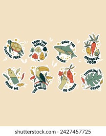 8 Unique Earth Day And Oceans Day Vectors For Ecology Recycle And Renewable Green Icons