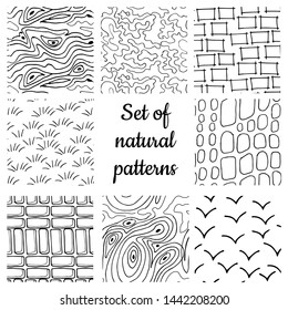 8 universal different vector seamless pattern (tiling.  Infinite textures can be used for Wallpaper, pattern fills, web page background,texture surface. Set of monochrome geometric ornaments