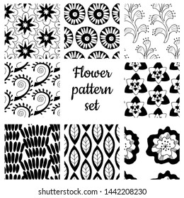 8 universal different vector seamless pattern (tiling.  Infinite textures can be used for Wallpaper, pattern fills, web page background,texture surface. Set of monochrome geometric ornaments