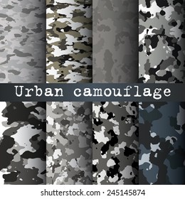 8 Urban camo patterns set vector