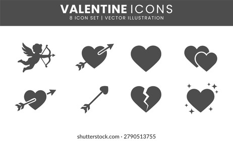 8 Valentine icons vector set