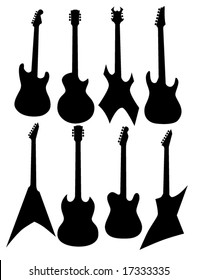 8 vector guitar silhouettes