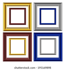 8 vector image colored picture frames on white background