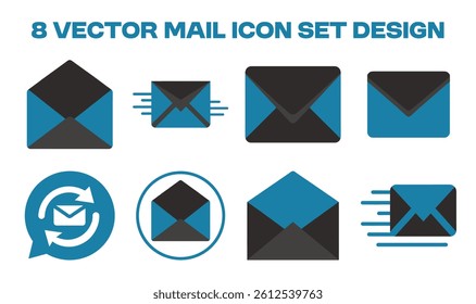 8 vector mail icon bundle on white background