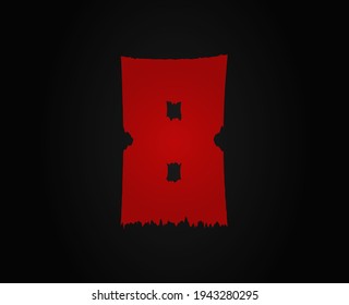 8 vector number horror bloody, scary. Insane Fear brutal, scream font. Wicked night theme style design