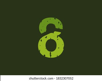 8 vector número hecho de grosor, textura gruesa. Estilo de impresión de sello de goma. Para logotipo, marca, afiche, elementos de diseño, etc.