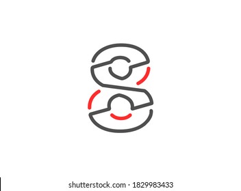 8 vector number. Modern trendy, creative style line design. For logo, brand label, design elements, corporate identity, application etc. İsolated vector illustration          