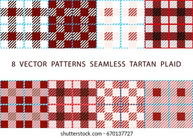 8  VECTOR  PATTERNS  SEAMLESS  TARTAN  PLAID red set art