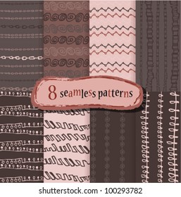 8 vector patterns set; seamless backgrounds.