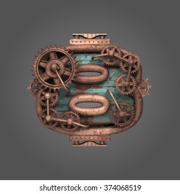 8 vector rusted letter with gears
