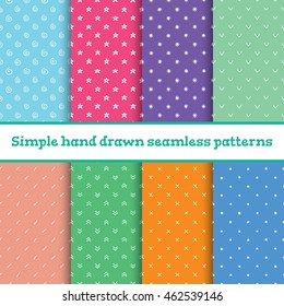 8 vector simple hand drawn seamless patterns