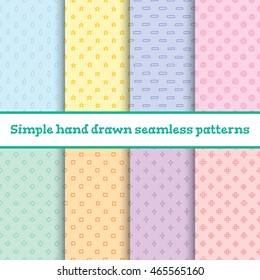 8 vector simple hand drawn seamless patterns