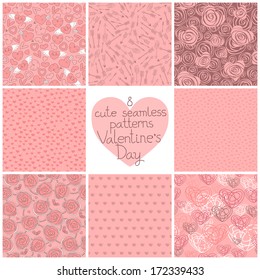 8 vector textures to the Wedding and Valentine's Day. Seamless patterns.