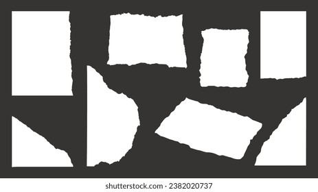 8 piezas de papel rotas por vectores