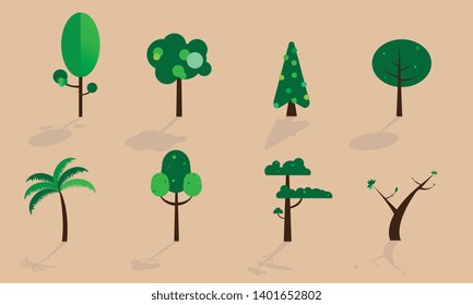 8 vector trees for use in graphic design, such as decoration, presentation or banner design or decoration, artwork, advertising Design business cards, design media etc. make your work more beautiful.