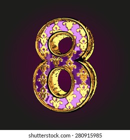 8 vector violet letter with gold