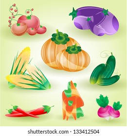 8 Vegetables. Vector illustration.