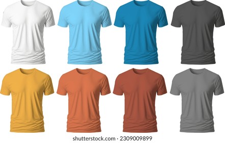 8 vintage colour blank t shirt moackup collection 