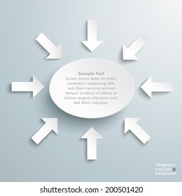 8 white arrows on the grey background. Eps 10 vector file.
