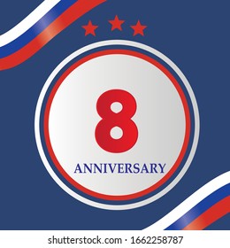 Ilustración de diseño de plantillas vectoriales de celebración de 8 años