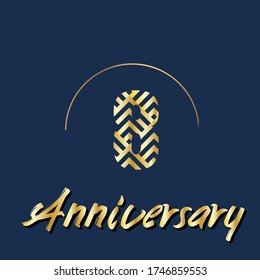 Celebración del 8 aniversario, diseño vectorial para celebraciones, tarjetas de invitación y tarjetas de felicitación