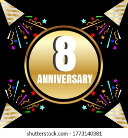 8 year anniversary celebration, vector design for celebrations, invitation cards and greeting cards