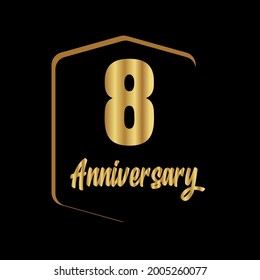 Celebración del 8 aniversario, diseño vectorial para celebraciones, tarjetas de invitación y tarjetas de felicitación