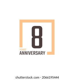 8 Year Anniversary Celebration Vector with Square Shape. Happy Anniversary Greeting Celebrates Template Design Illustration
