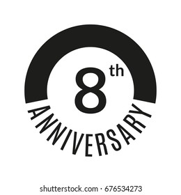 8 year anniversary icon. 8th celebration template for banner, invitation, birthday. Vector illustration.