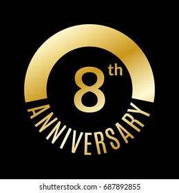 8 year anniversary icon. 8th celebration template for banner, invitation, birthday. Vector illustration.