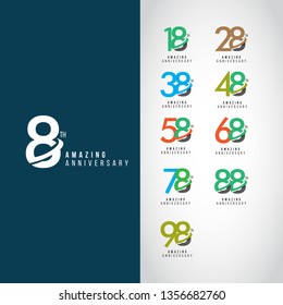 8 Year Anniversary Set Vector Template Design Illustration