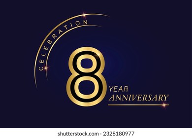 8 year anniversary vector banner template.Dark Blue Golden Royal anniversary Graphics Background.Growing Elegant Shine Spark. Luxury Premium Corporate Abstract Design Template.modern Shape Post.