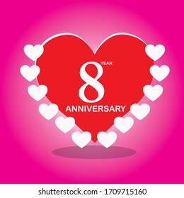 8 year anniversary, vector design with love for celebrations, invitation cards and greeting cards