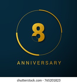 8 Year Anniversary Vector Logo Design Isolated on Dark Background