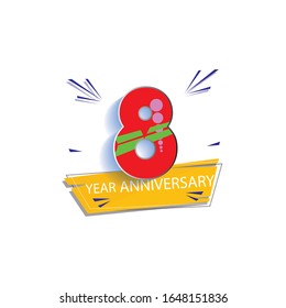 8 Year Anniversary Vector Template Design Illustration