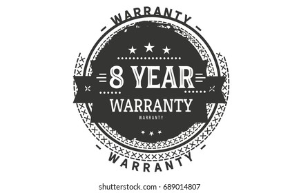 8 year warranty icon vintage rubber stamp guarantee